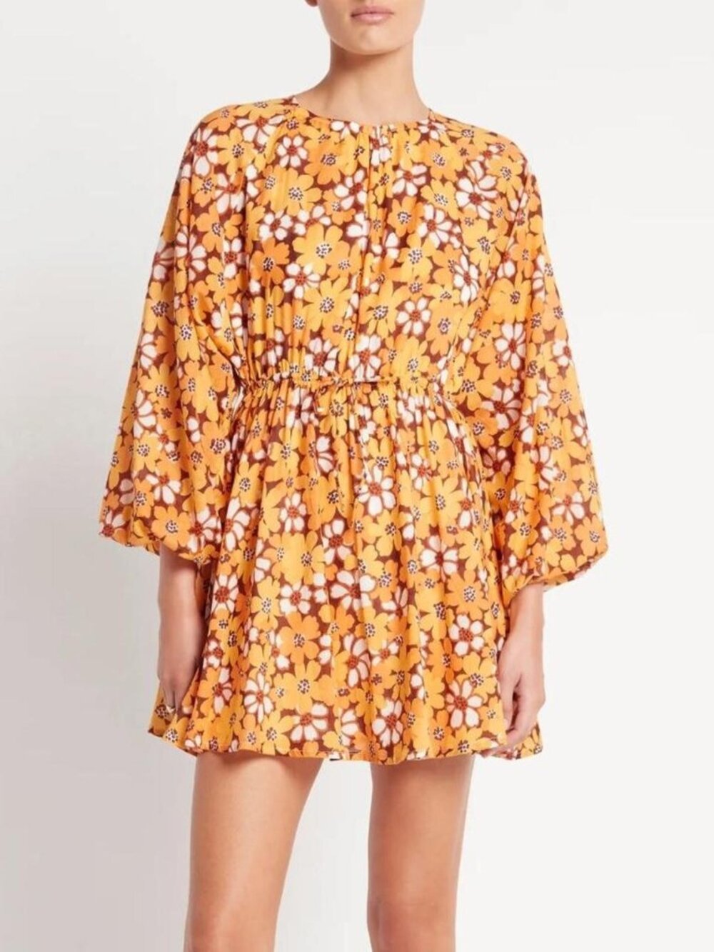 NWT Faithfull The Brand Li Reni Orange Floral Open Back Dress